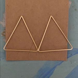 Simple Gold Colored Triangle Earrings